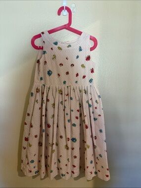 Bonpoint Cream Dress with Red, Blue & Green Floral Accents